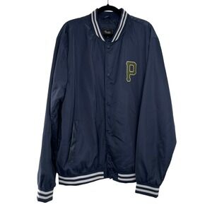 Primitive Men's Navy Blue Snap Button Letterman Skateboard Bomber Jacket Size XL